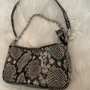Snake print baguette bag